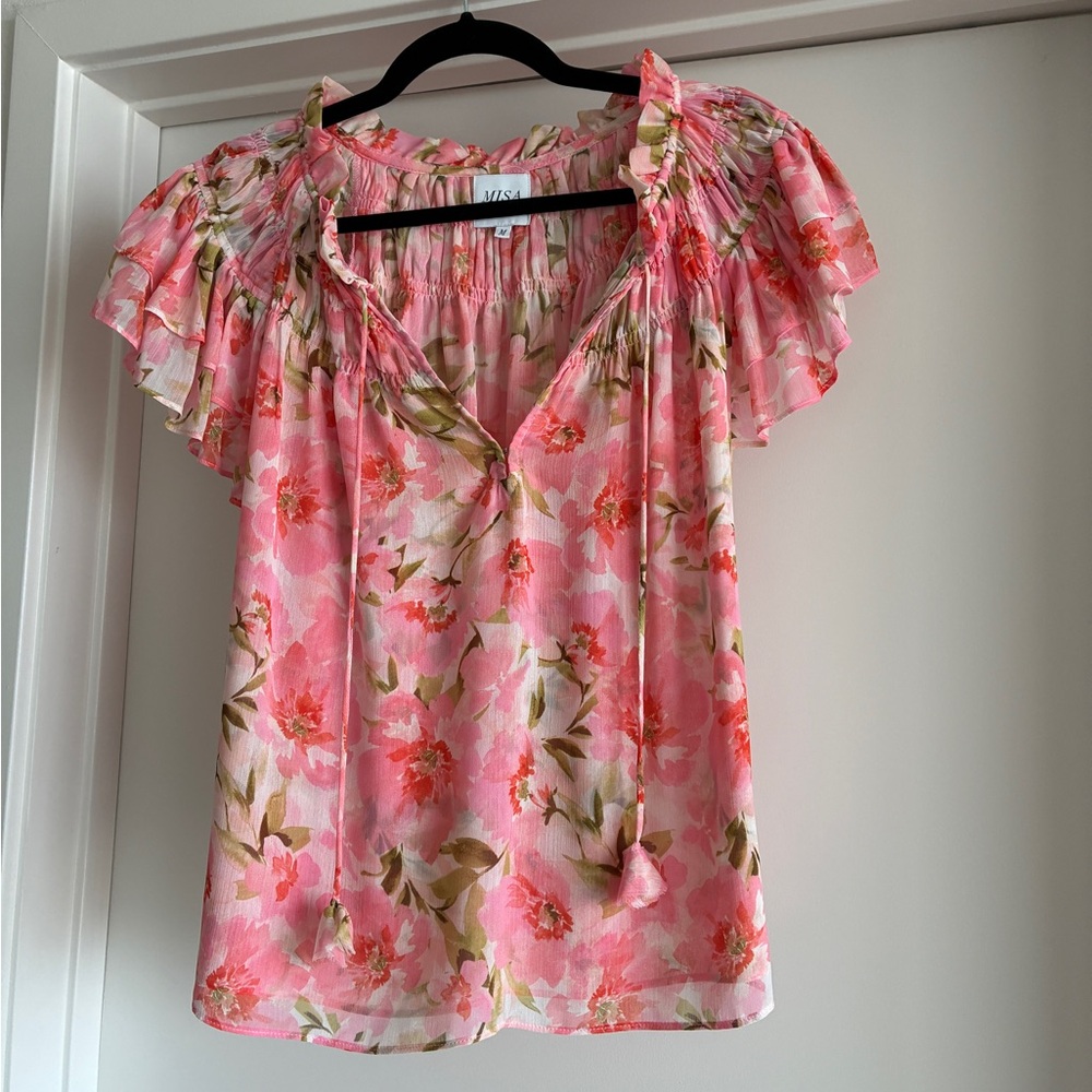 Misa Los Angeles Pink Floral Women's Top